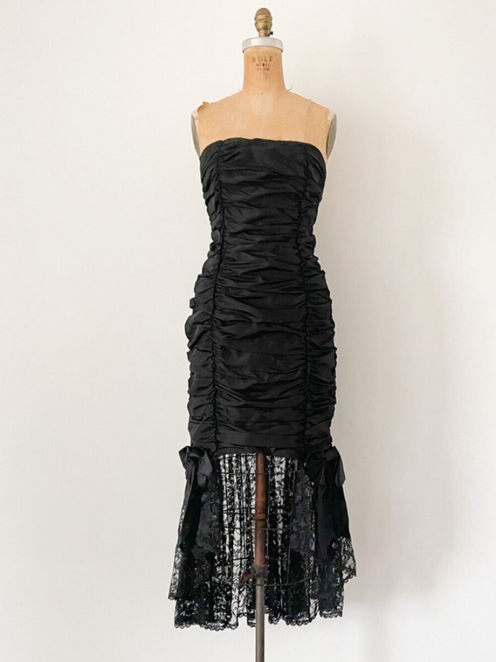 Vintage ‘80s Gunne Sax Goth Prom‎ Dress Fishtail Hem Rare HTF Dark Martitia